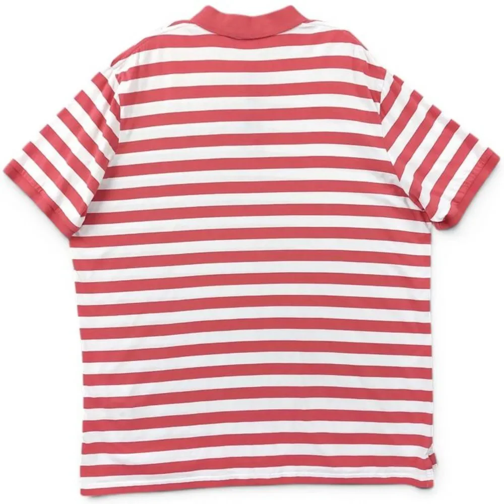 Polo Ralph Lauren Classic Fit Polo Shirt XXL Pink White Stripe Pony Logo Cotton